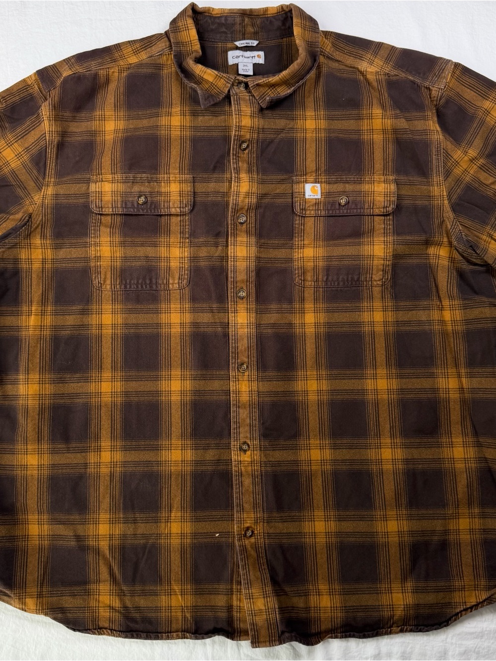 Carhartt Original Fit Flannel 3XL Brown Gold Plaid